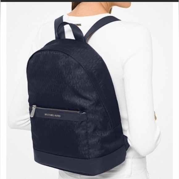 MICHAEL KORS Morgan MK Signature MD Backpack Admiral Blue Canvas & Saffiano - Picture 6 of 8